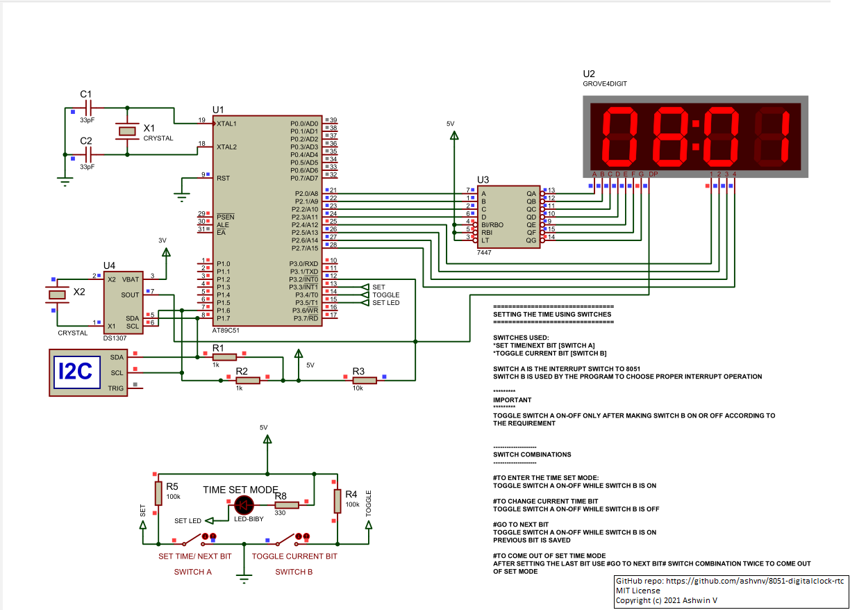 Electronic Circuit Projects 7 Segment Digital Clock C 7566